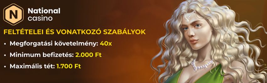 A National Casino bónuszok fogadási követelményei