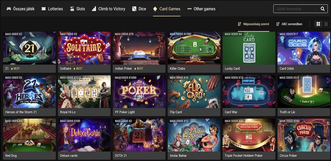 1xSlots Kaszinó asztali játékok választéka