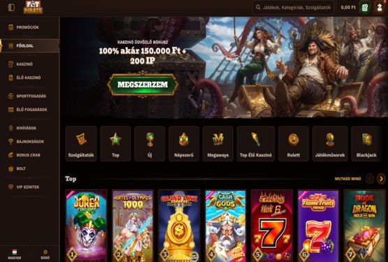 FatPirate Casino főoldal