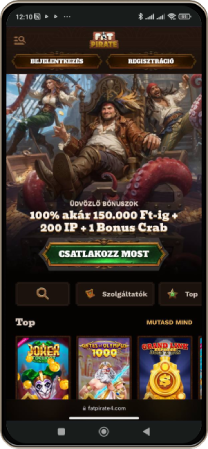FatPirate kaszinó főoldal mobilon