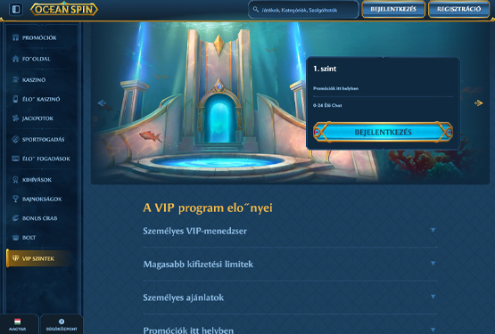 Oceanspin Kaszinó VIP