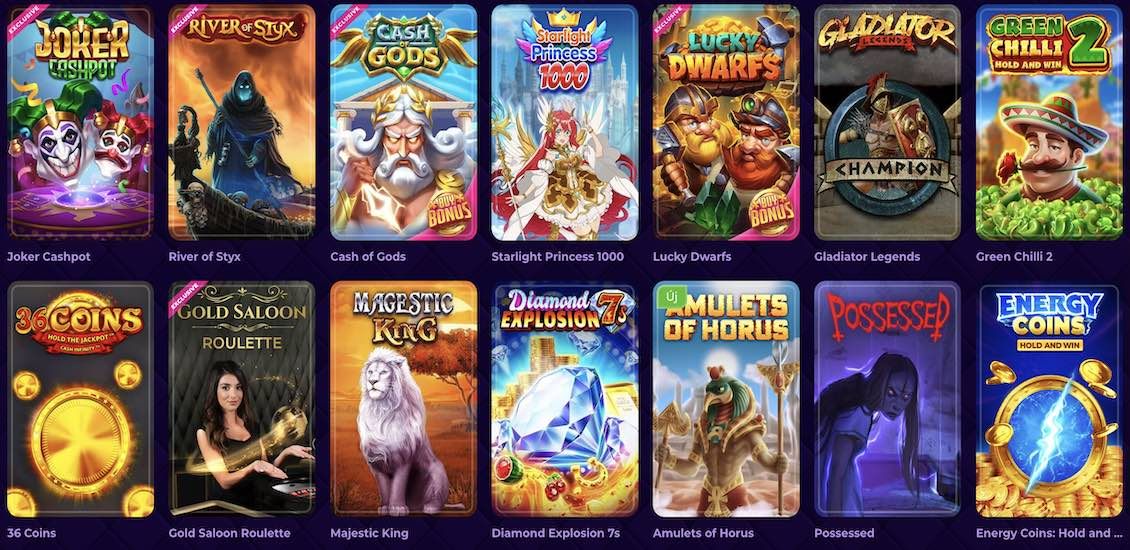 A RoyalGame Casino elérhető játékainek listája