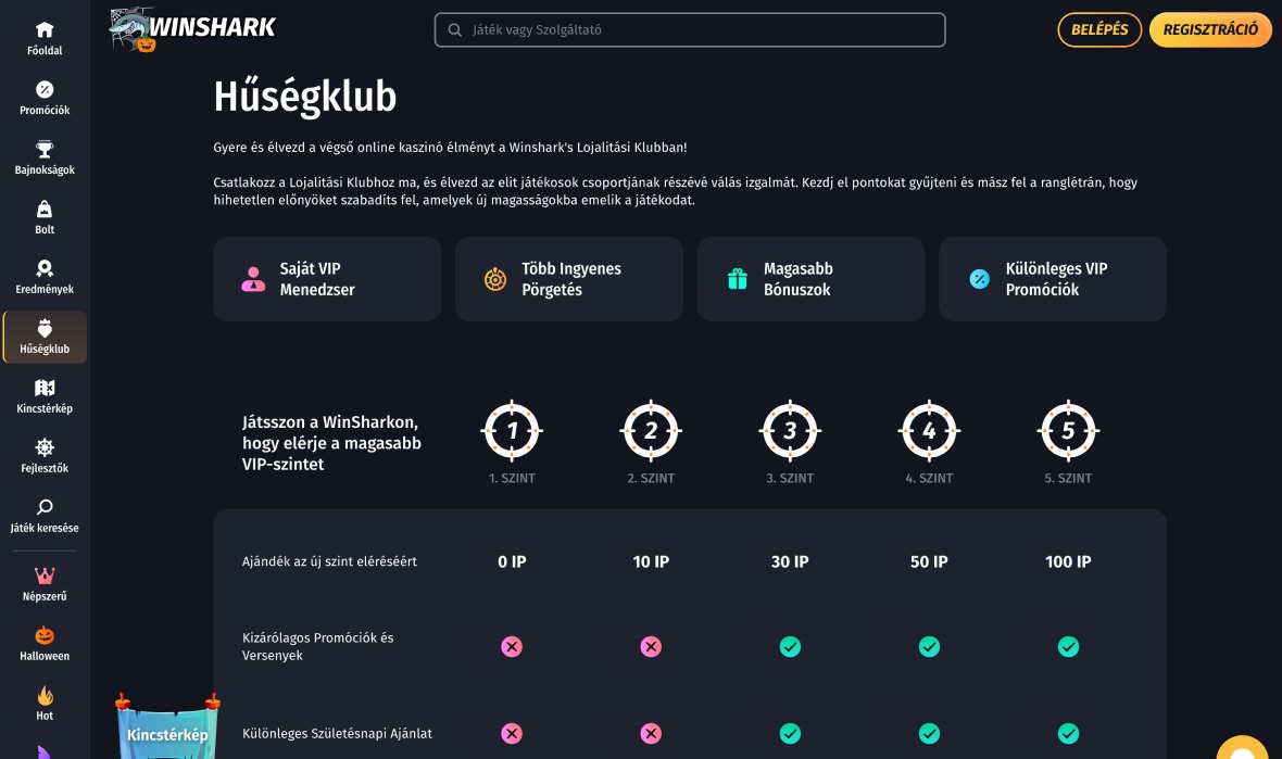 Winshark Kaszinó vip oldal