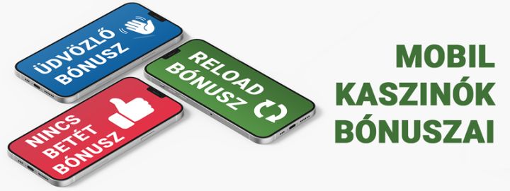 A mobil kaszinók is számos bónuszsal várják a játékosokat. Valójában minden mobilverzióval rendelkező oldal mobil kaszinó is, így általában ugyanazok a bónuszok érvényesek: regisztrációért és a befizetések után járó egyszeri illetve  <strong>heti bónuszok</strong> , illetve a játékok során elvesztett pénz után igényelhető ingyenes fogadások.