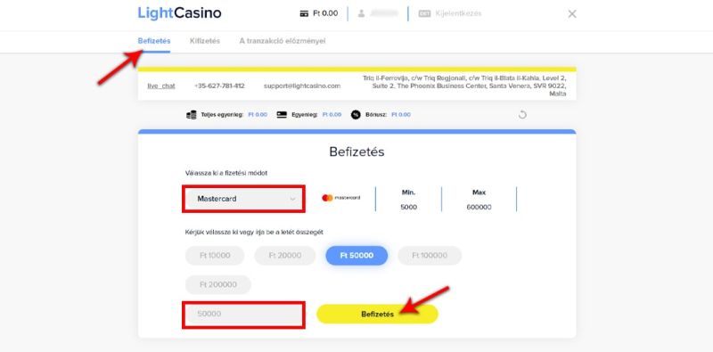 Mastercard: Pénzfelvétel a kaszinóból