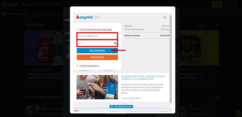 Paysafecard útmutató: hogyan lehet Paysafecard-dal befizetni egy kaszinóba? - 4. lépés