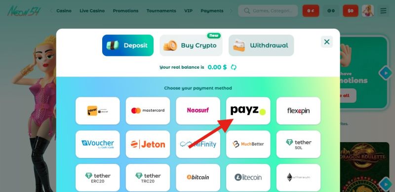 Payz útmutató: hogyan lehet Payz-zel befizetni egy kaszinóba? - 5. lépés