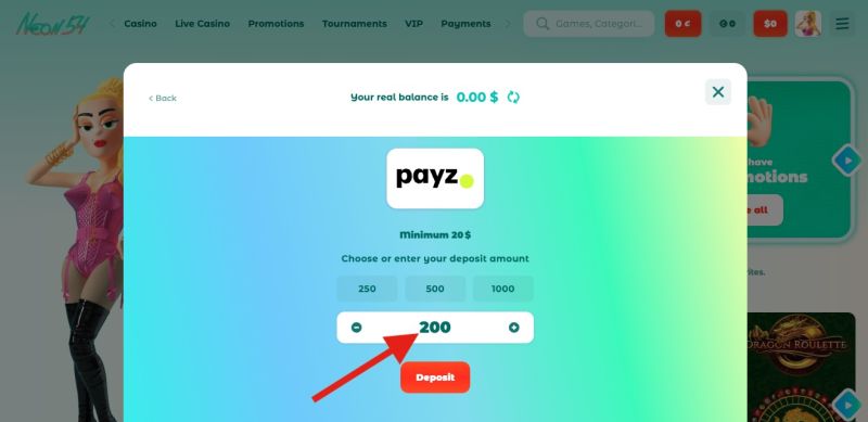 Payz útmutató: hogyan lehet Payz-zel befizetni egy kaszinóba? - 6. lépés